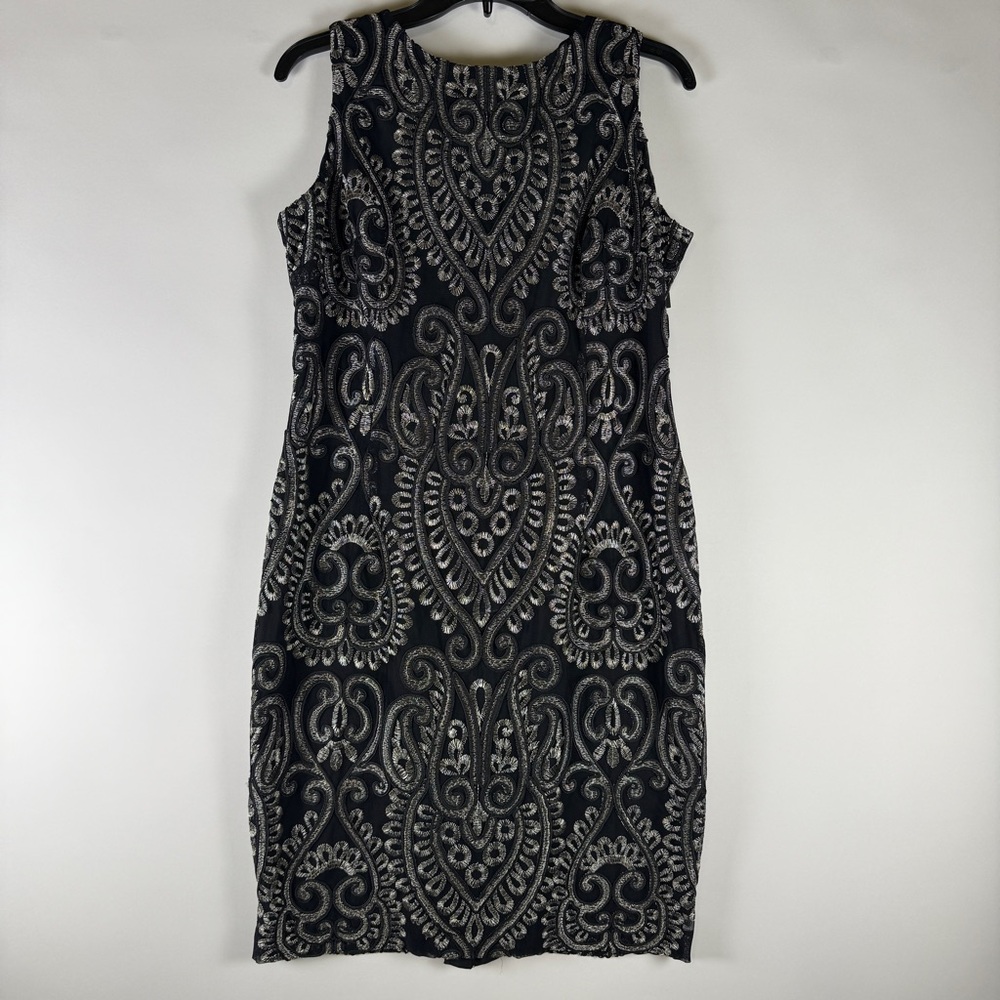 Joseph Ribkoff Womens Black Embroidered Sheath Dress Size 12 NWT